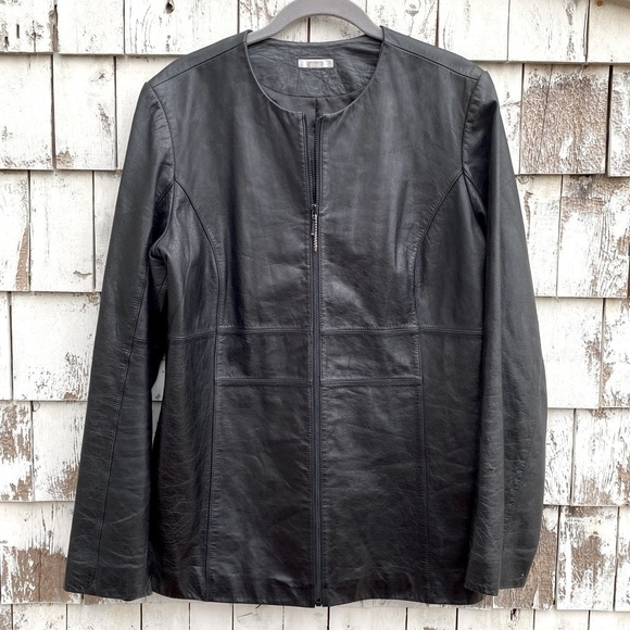 Halogen Mid-Length Leather Jacket - Picture 1 of 5